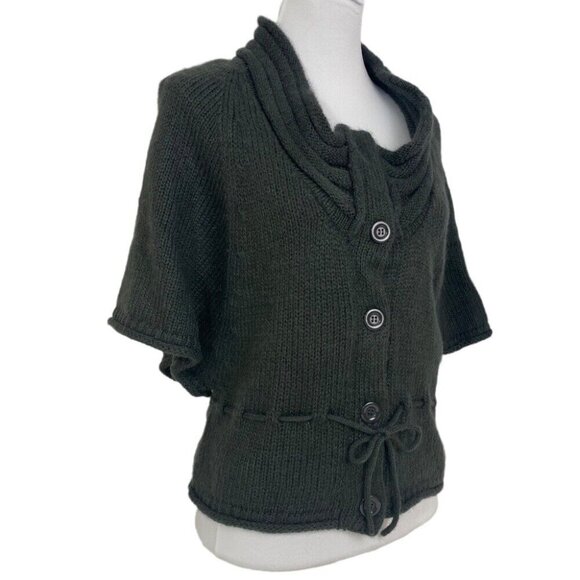 Zoe D Women's Gray Cowl‎ Neck Tie Waist Button Down Business Casual Sweater M/38 - Picture 3 of 9